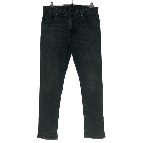 *Uniqlo Jeans Mens 34X32 Black Denim Straight Leg Dark Wash Stretch - Picture 1 of 11